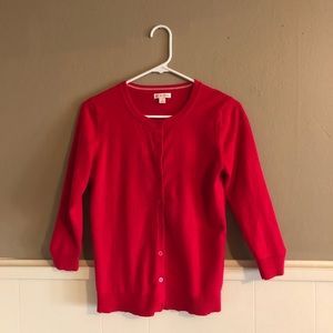 Red Merona Crewneck button cardigan 3/4 sleeves S